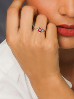 GIVA - Sterling Silver Red Blooms Ring for Girls and Womens