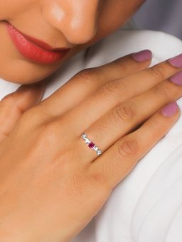 GIVA - Sterling Silver Pink Waves Ring for Girls and Womens