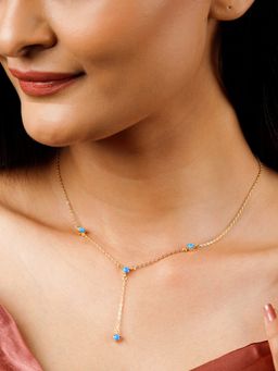 GIVA - Sterling Silver Golden Blue Y- Necklace for Girls and Womens