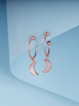 GIVA - Sterling Silver Rose Gold Crescent Dangler Earrings for Girls and Womens
