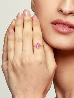 GIVA - Sterling Silver Rose Gold Pink Moon Ring for Girls and Womens