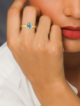 GIVA - Sterling Silver Golden Marine Ring for Girls and Womens