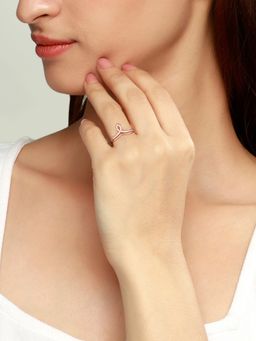 GIVA - Sterling Silver Rose Gold Zircon Flame Ring for Girls and Womens