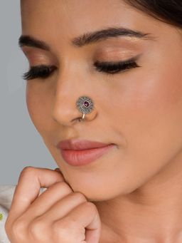 GIVA - Avni by Giva Oxidised Pink Affair Nose Pin for Girls and Womens