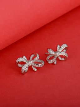GIVA - Sterling Silver Zircon Floral Knot Earrings for Girls and Womens