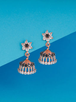 GIVA - Sterling Silver Rose Gold Black Jhumki for Girls and Womens