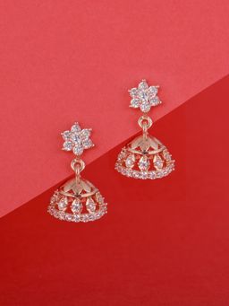 GIVA - Sterling Silver Rose Gold Enticing Jhumki for Girls and Womens