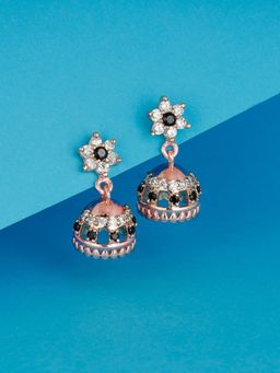 GIVA - Sterling Silver Rose Gold Black Jhumki for Girls and Womens