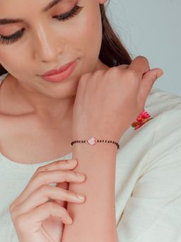 GIVA - Sterling Silver Rose Gold Zircon Heart Mangalsutra Bracelet for Womens