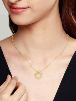 GIVA - Sterling Silver Golden Sweetheart Pendant with Link Chain for Girls and Womens