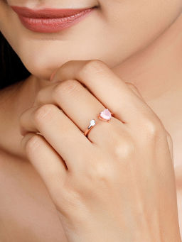 GIVA - Sterling Silver Rose Gold Heart Up My Sleeves Ring for Womens And Girls