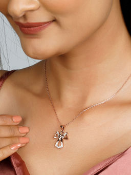 GIVA - Sterling Silver Rose Gold Angel Pendant With Link Chain for Women And Girls