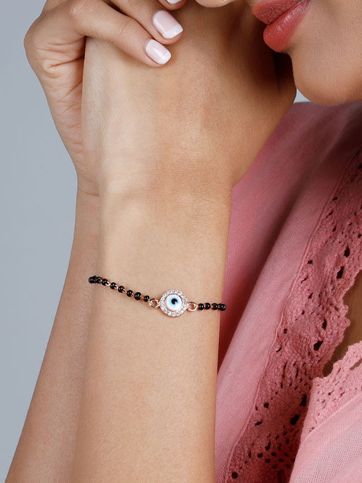 GIVA Sterling Silver Rose Gold Protected Love Mangalsutra Bracelet for Women And Girls