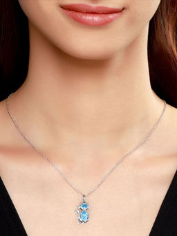 GIVA - Sterling Silver Cat In Blue Pendant With Link Chain For Women And Girls
