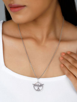 GIVA - Avni By Giva Oxidised Silver Wings On Fire Pendant With Link Chain for Womens And Mens