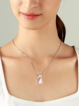 GIVA - Sterling Silver Cat Love Pendant With Link Chain For Women And Girls