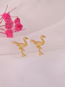 GIVA - Sterling Silver Golden Flamingo Earrings For Women And Girls