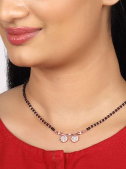 GIVA - Sterling Silver Rose Gold Zircon Traditional Mangalsutra For Women And Girls
