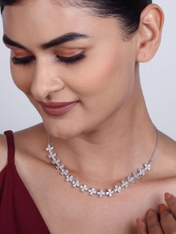 GIVA - Sterling Silver Shruti Haasan Silver Bedstraw Flower Necklace For Women And Girls