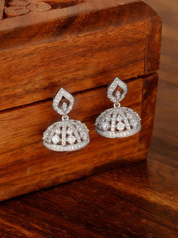 GIVA - Sterling Silver Zircon Glistening Jhumki For Women And Girls