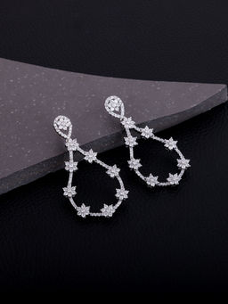 GIVA - Sterling Silver Flower Studded Dangler Earrings For Women And Girls