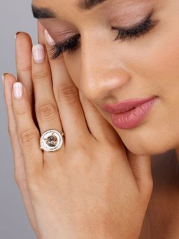 GIVA - Sterling Silver Golden Zircon Studded Tiger Ring For Women And Girls