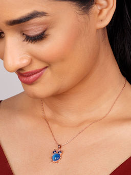 GIVA - Sterling Silver Rose Gold Cute Owl Pendant With Link Chain For Women And Girls