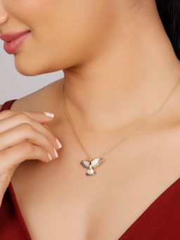 GIVA - Sterling Silver Golden Phoenix Black Stone Pendant With Link Chain For Women And Girls