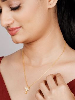 GIVA - Sterling Silver Golden Butterfly With Dangling Stone & Pendant Link Chain For Women & Girls
