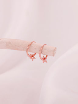 GIVA - Sterling Silver Rose Gold Star Hoop Earrings For Women And Girls