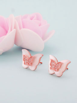 GIVA - Sterling Silver Rose Gold Zircon Iris Earrings For Women And Girls