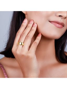 GIVA - Sterling Silver Golden Contemporary Ring for Womens and Girls