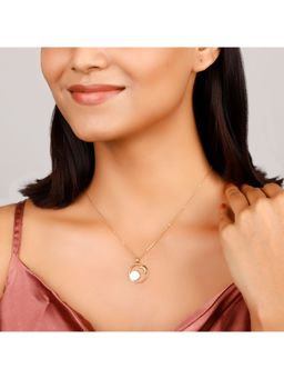 GIVA - Sterling Silver Golden Eclipse Pendant with Link Chain for Womens and Girls
