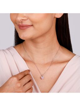 GIVA - Sterling Silver Pink Heart Pendant with Link Chain for Womens and Girls