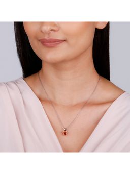 GIVA - Sterling Silver Orange Heart Pendant with Link Chain for Womens and Girls