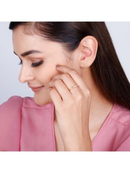 GIVA - Sterling Silver Golden Zircon Detail Classic Ring for Womens and Girls