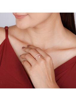 GIVA - Sterling Silver Rose Gold Dangling Flower Charm Ring for Womens and Girls