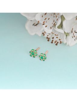 GIVA - Sterling Silver Rose Gold Green Flower Stud Earrings for Womens and Girls