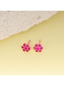 GIVA - Sterling Silver Rose Gold Big Magenta Flower Stud Earrings for Womens and Girls