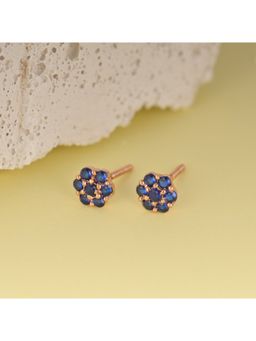 GIVA - Sterling Silver Rose Gold Blue Flower Stud Earrings for Womens and Girls