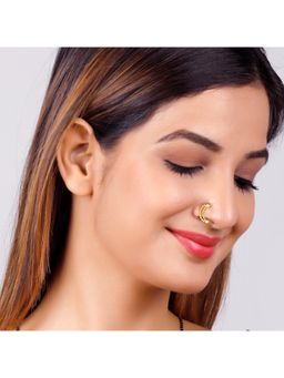 GIVA - Sterling Silver Golden Beaded Moon Nose Ring for Womens and Girls