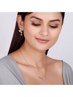 GIVA - Sterling Silver Rose Gold Wavering Wings Set for Womens and Girls