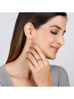 GIVA - Sterling Silver Gleaming Blue Fish Tail Ring for Womens and Girls