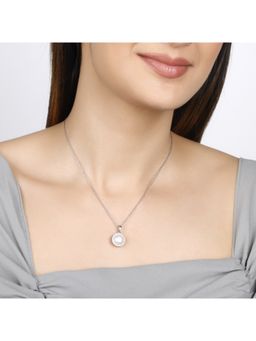 GIVA - Sterling Silver Zircon Pearl Pendant with Link Chain for Womens and Girls