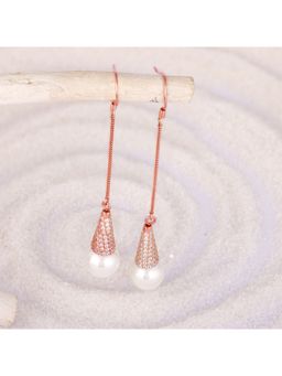 GIVA - Sterling Silver Rose Gold Pearl Drop Earrings for Womens and Girls