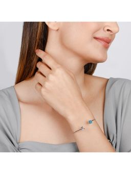 GIVA - Sterling Silver Gleaming Blue Fish Tail Bracelet Womens and Girls