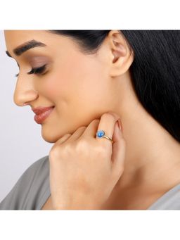 GIVA - Sterling silver Golden Azure Ring for Womens and Girls