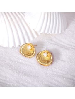 GIVA - Sterling Silver Golden Pearl in a Shell Stud Earrings for Womens and Girls