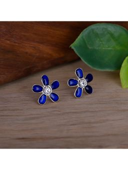 GIVA - Sterling Silver Sterling Silver Dark Blue Flower Stud Earring for Womens and Girls