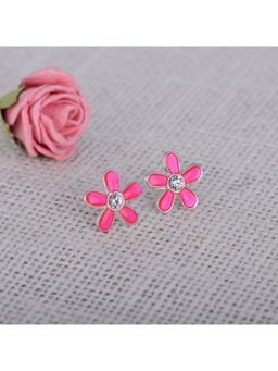 GIVA - Sterling Silver Pinkish Floral Shape Stud Earring for Womens and Girls